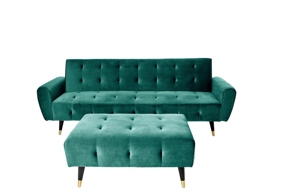 ECKSCHLAFSOFA CHILLAX DREAM CORNER EU Grün Samt  - Goldfarben/Schwarz, MODERN, Holz/Textil (213/153/173cm) - Livetastic