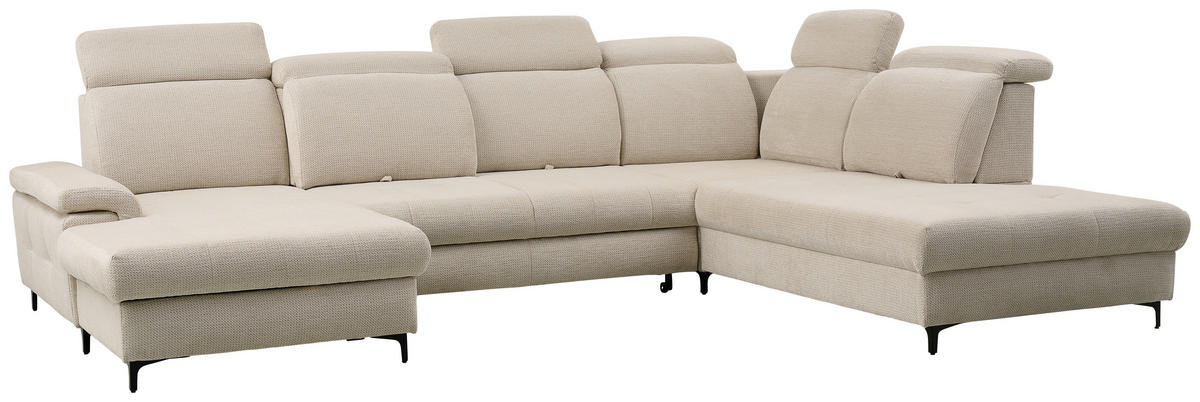 WOHNLANDSCHAFT in Struktur Beige  - Beige, Design, Textil/Metall (190/364/270cm) - Stylife