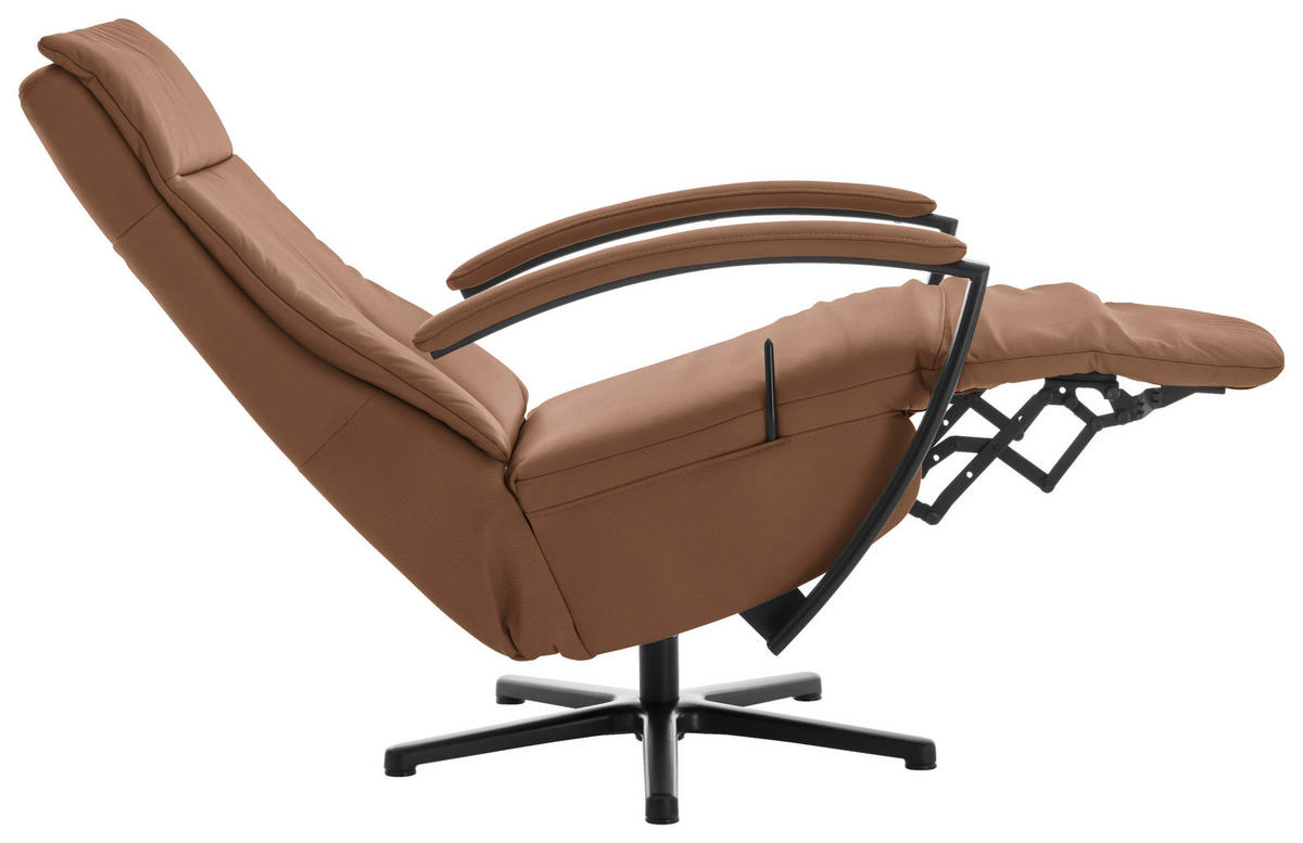 RELAXSESSEL in Leder Braun  - Schwarz/Braun, Design, Leder/Metall (76/112/83cm) - Beldomo Speed