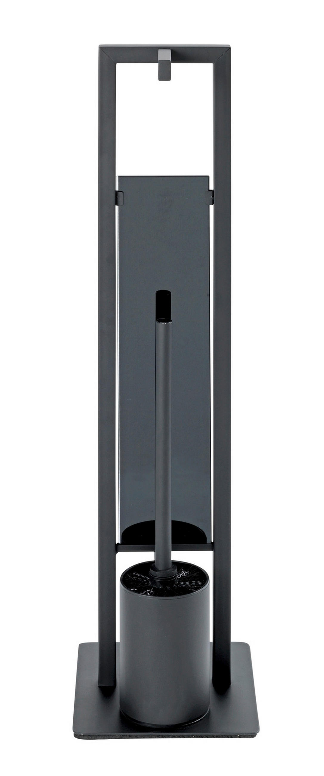 SET PENTRU WC metal, sticlă  - negru, Basics, plastic/sticlă (18/70/23cm) - Wenko
