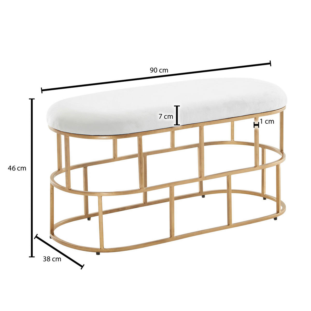 KLOP, tekstil bela, zlate barve  - zlate barve/bela, Design, kovina/tekstil (90/46/38cm) - MID.YOU