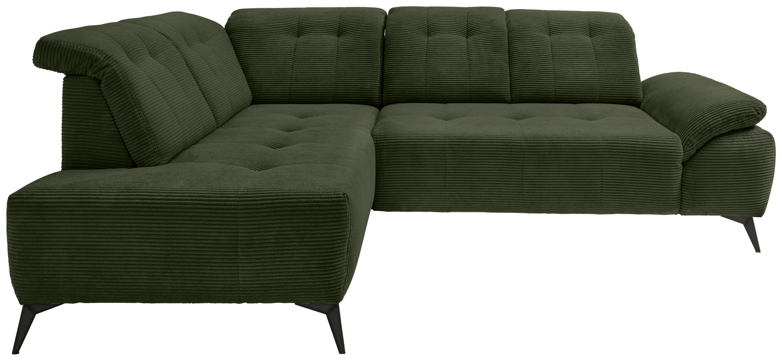 ECKSOFA Dunkelgrün Cord  - Dunkelgrün/Schwarz, MODERN, Textil/Metall (200/272cm) - Livetastic