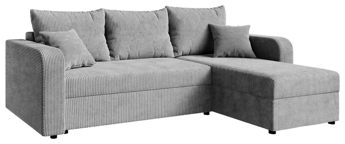 ECKSOFA Grau Cord  - Schwarz/Grau, KONVENTIONELL, Kunststoff/Textil (140/240cm) - Carryhome