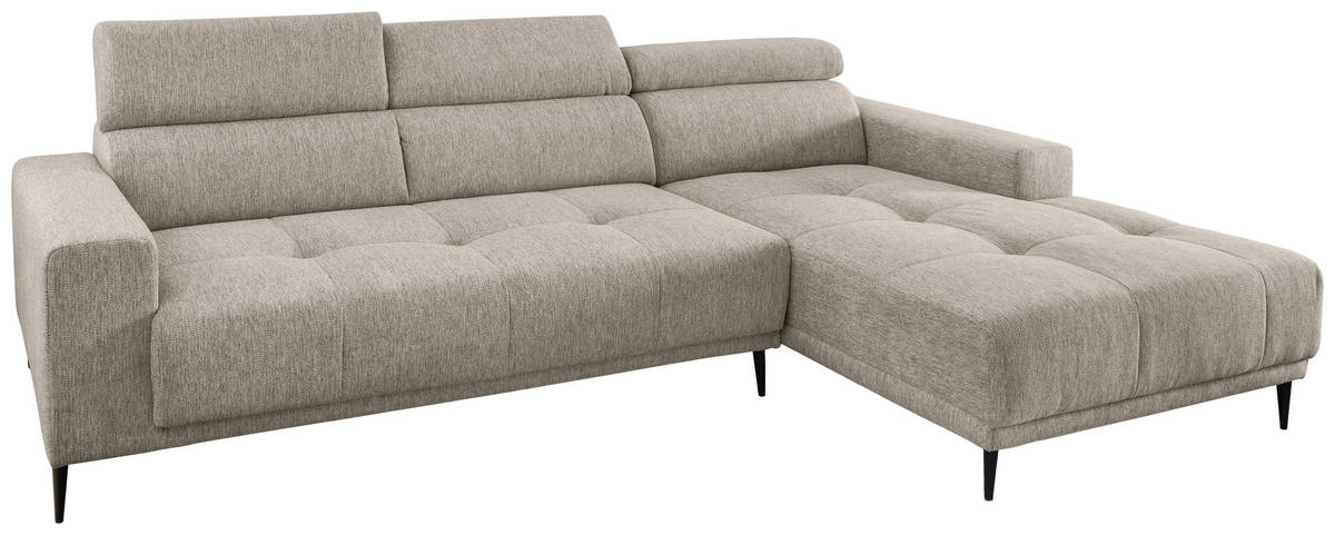 ECKSOFA Beige Chenille  - Beige/Schwarz, KONVENTIONELL, Textil/Metall (276/188cm) - Livetastic