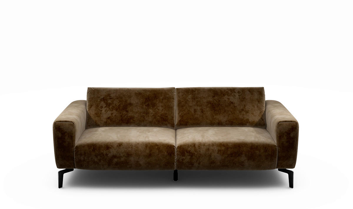 2,5-SITZER Samt Braun  - Schwarz/Braun, Design, Textil/Metall (220/86/86-94cm) - SENSOO