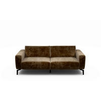 2,5-SITZER Samt Braun  - Schwarz/Braun, Design, Textil/Metall (220/86/86-94cm) - SENSOO