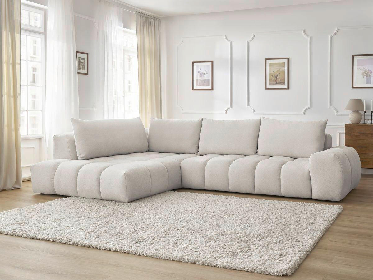 ECKSOFA Ottomane links  EVEREST Beige Struktur  - Beige/Schwarz, MODERN, Kunststoff/Textil (210/352cm)