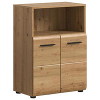 MIDISKÅP  - ek Artisan/svart, Basics, trämaterial/plast (60/80/30cm) - MID.YOU