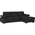 ECKSOFA in Webstoff Schwarz  - Dunkelbraun/Schwarz, KONVENTIONELL, Kunststoff/Textil (258/166cm) - Cantus