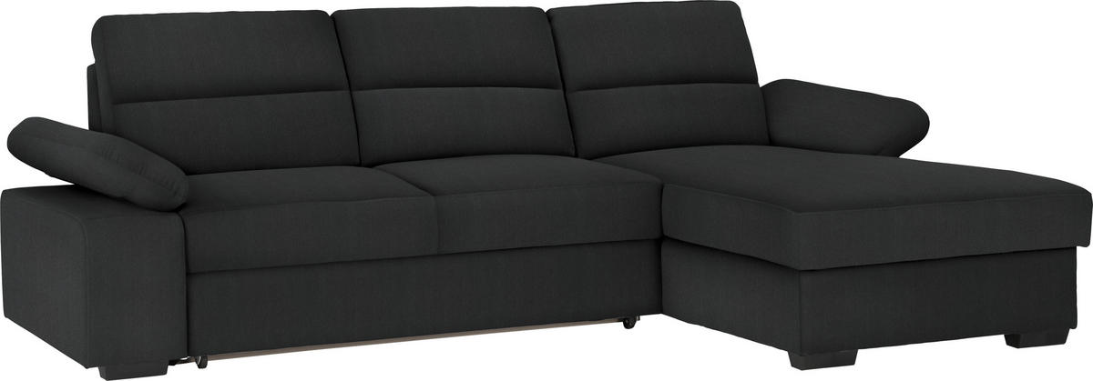 ECKSOFA in Webstoff Schwarz  - Dunkelbraun/Schwarz, Konventionell, Kunststoff/Textil (258/166cm) - Cantus