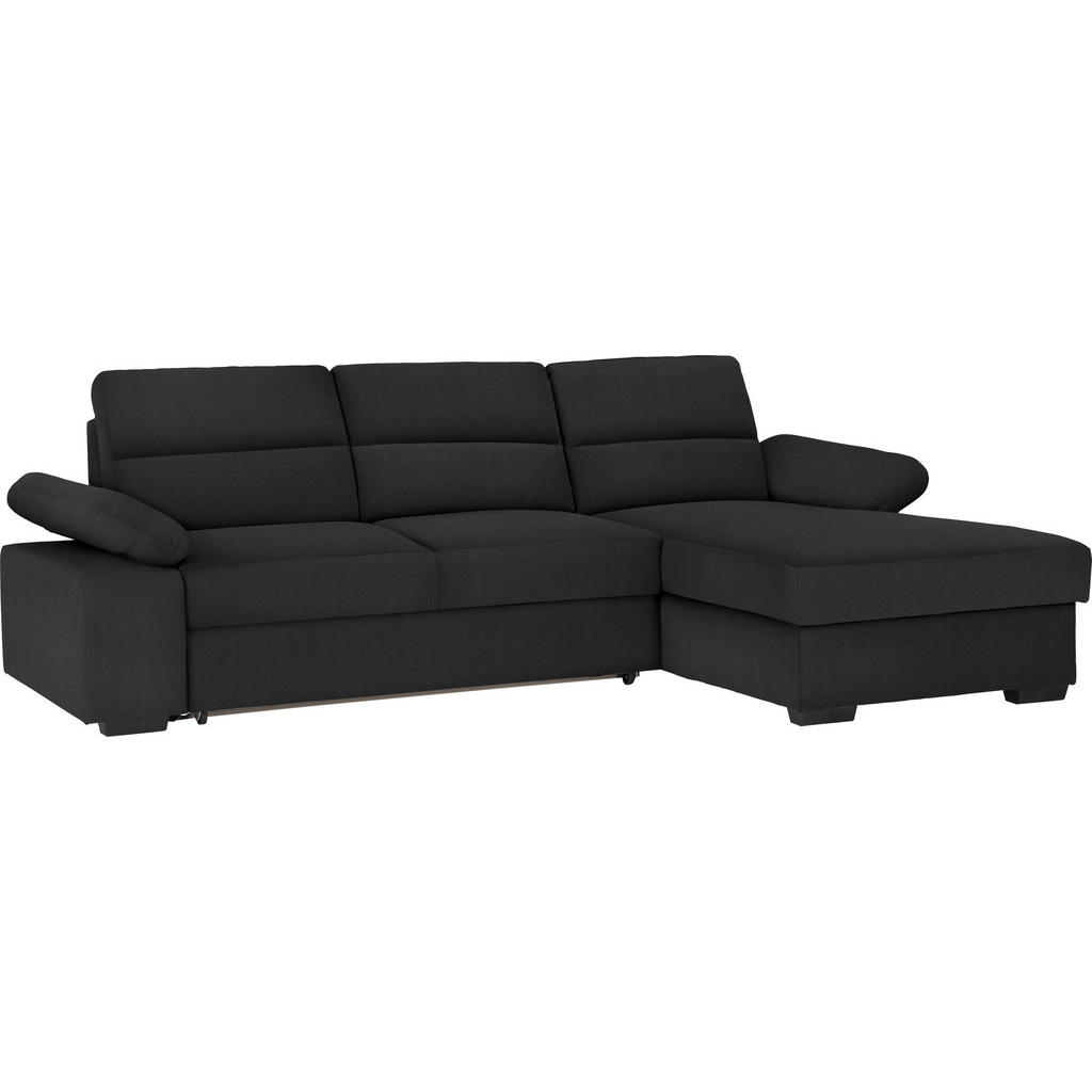 Thumbnail - Cantus Ecksofa, Schwarz, Textil, Uni, Ottomane rechts, L-Form, 258x166 cm, Typenauswahl, Stoffauswahl, seitenverkehrt er...