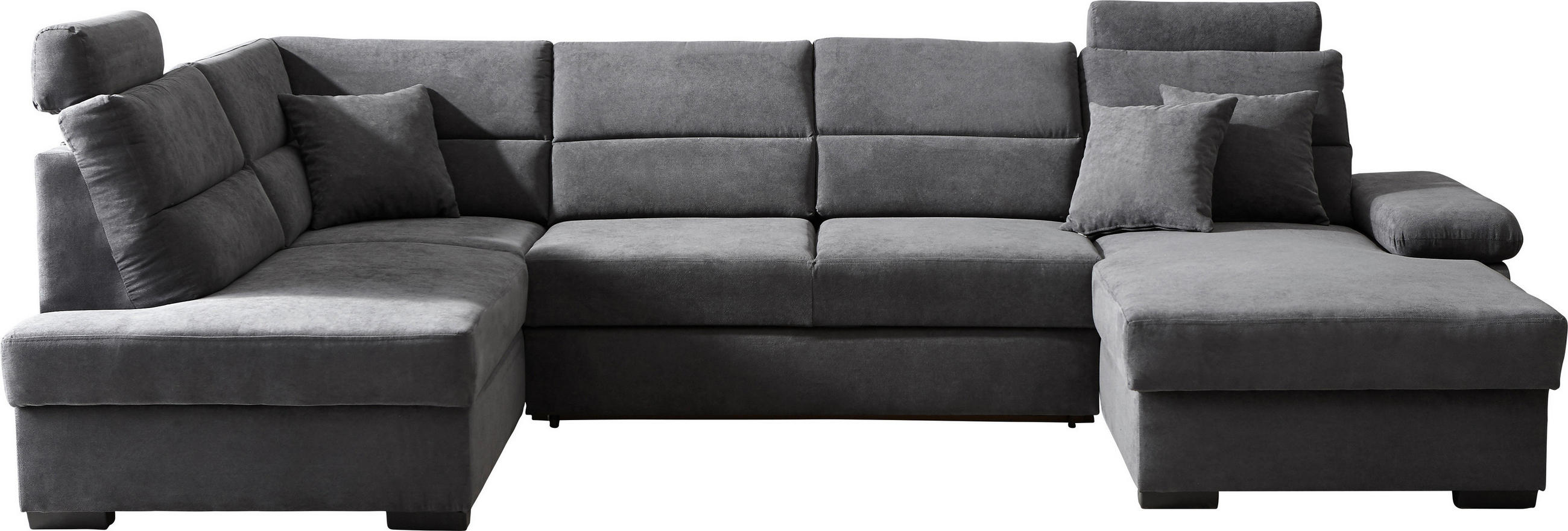 WOHNLANDSCHAFT inkl.Funktionen Anthrazit Webstoff  - Dunkelbraun/Anthrazit, KONVENTIONELL, Kunststoff/Textil (183/319/166cm) - Cantus