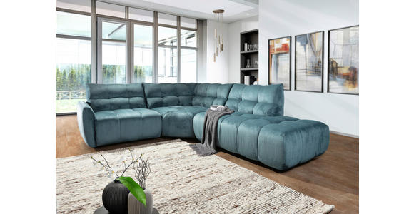 ECKSOFA Petrol Flachgewebe  - Petrol/Schwarz, MODERN, Kunststoff/Textil (235/275cm) - Landscape