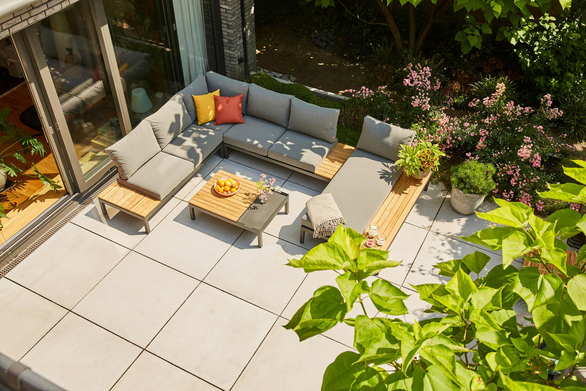 LOUNGESOFA 172/70/84 cm Teakholz Aluminium  - Anthrazit/Grau, MODERN, Holz/Textil (172/70/84cm) - Siena Garden