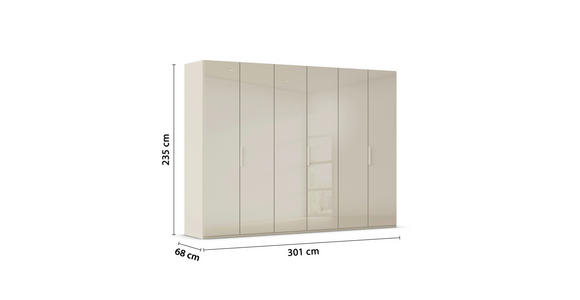 DREHTÜRENSCHRANK 301/235/61 cm,  in Champagner, 6-türig  - Champagner, Basics, Glas/Holzwerkstoff (301/235/61cm) - Novel