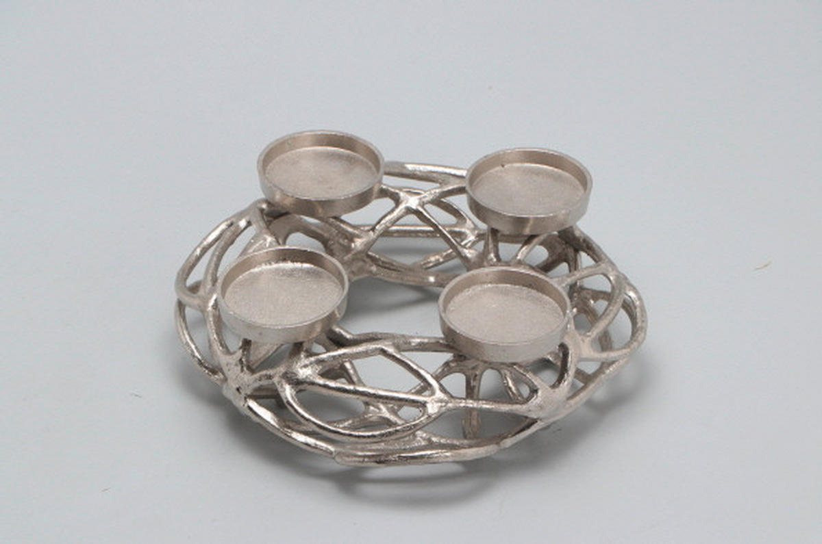 ADVENTSKERZENHALTER  - Nickelfarben, KONVENTIONELL, Metall (40,5/40/10,5cm) - X-Mas