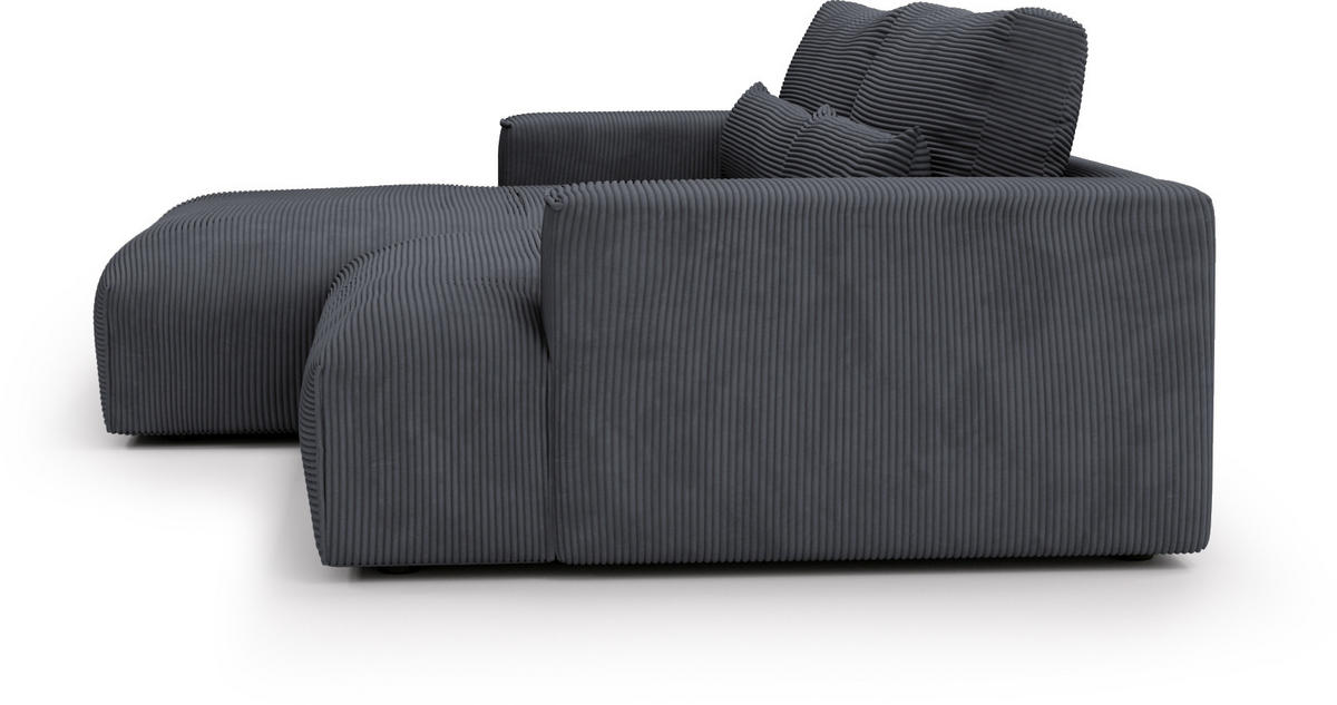 ECKSOFA Felicia Dunkelgrau Cord, Struktur  - Dunkelgrau/Schwarz, Design, Kunststoff/Textil (187/267cm) - Stylife