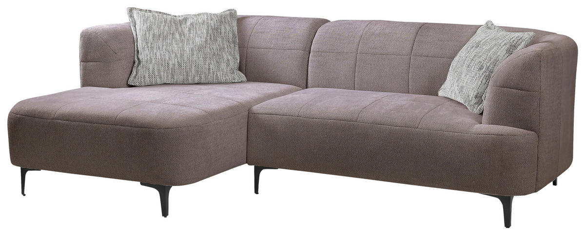 ECKSOFA in Struktur Taupe  - Taupe/Schwarz, Design, Textil/Metall (158/247cm) - MID.YOU