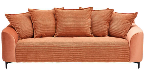 3-SITZER-SOFA Cord, Velours Rostfarben - Rostfarben/Schwarz, KONVENTIONELL, Textil/Metall (228/84/99cm) - Carryhome