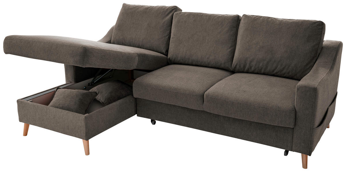 ECKSOFA in Struktur Braun  - Naturfarben/Braun, Konventionell, Holz/Textil (150/228cm) - P & B