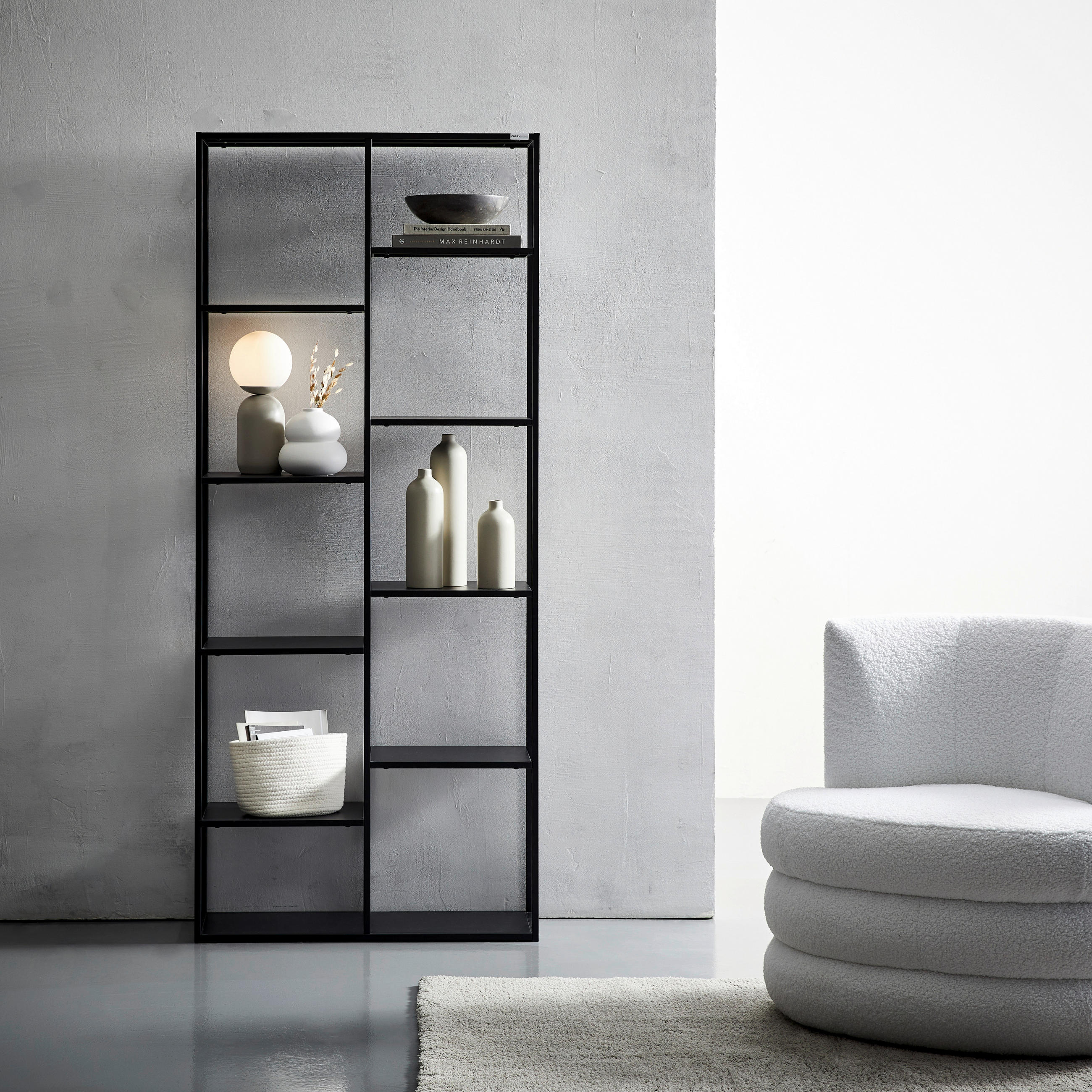 REGAL Schwarz  - Schwarz, Trend, Kunststoff/Metall (80/188/30cm) - Carryhome