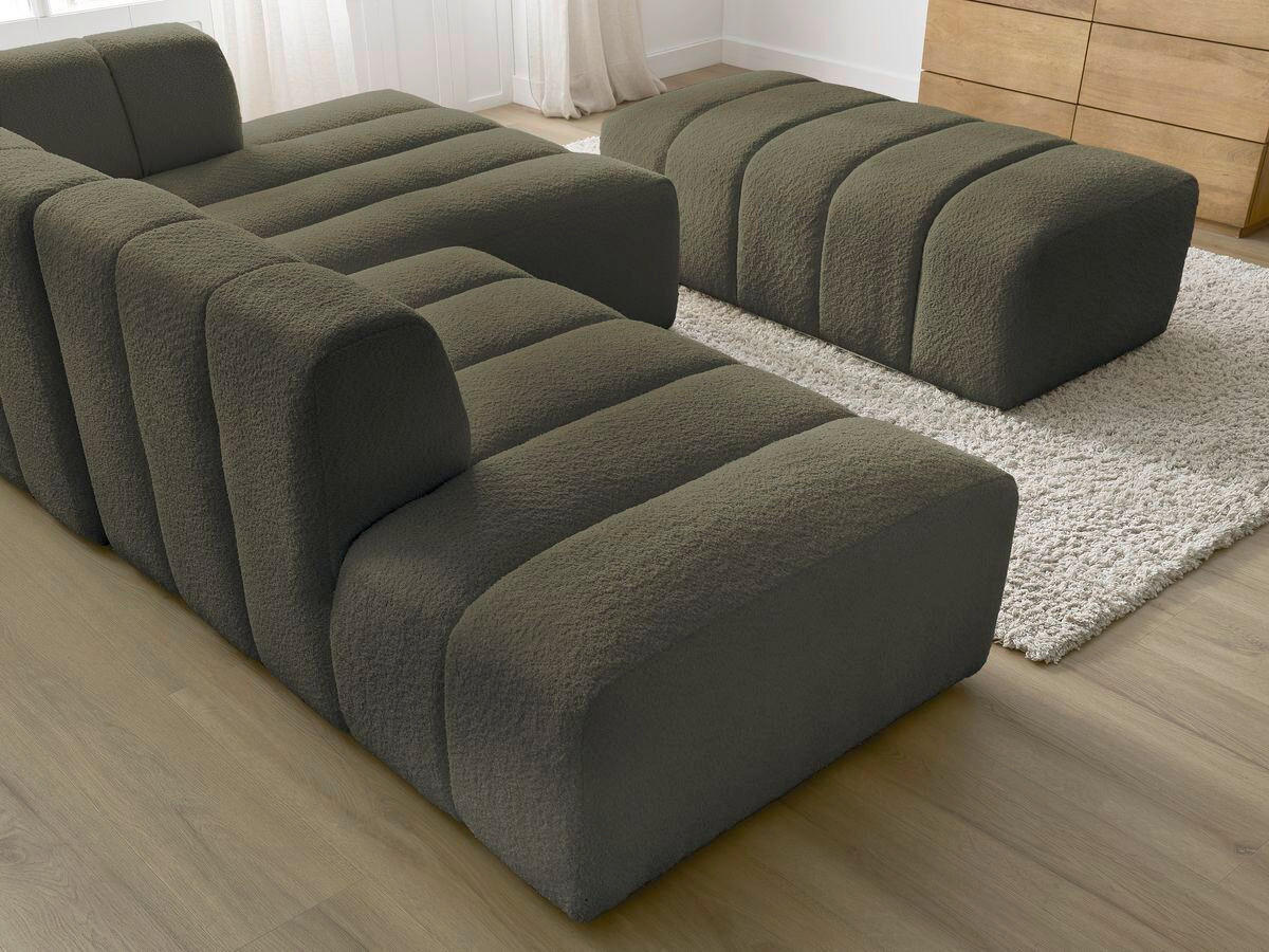 ECKSOFA Ottomane rechts  ANNECY Grün Bouclé  - Schwarz/Grün, MODERN, Kunststoff/Textil (262/170cm)