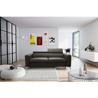 SCHLAFSOFA Dunkelbraun Echtleder Lederlook  - Dunkelbraun/Silberfarben, Design, Leder/Textil (206/95/101cm) - Livetastic