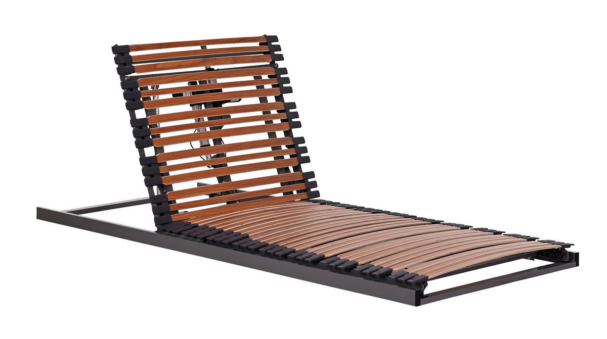 LATTENROST 100/200 cm Kopfteil, Fußteil, Mittelzone verstellbar, Birke  - Graphitfarben/Naturfarben, MODERN, Holz/Metall (100/200cm) - Sembella