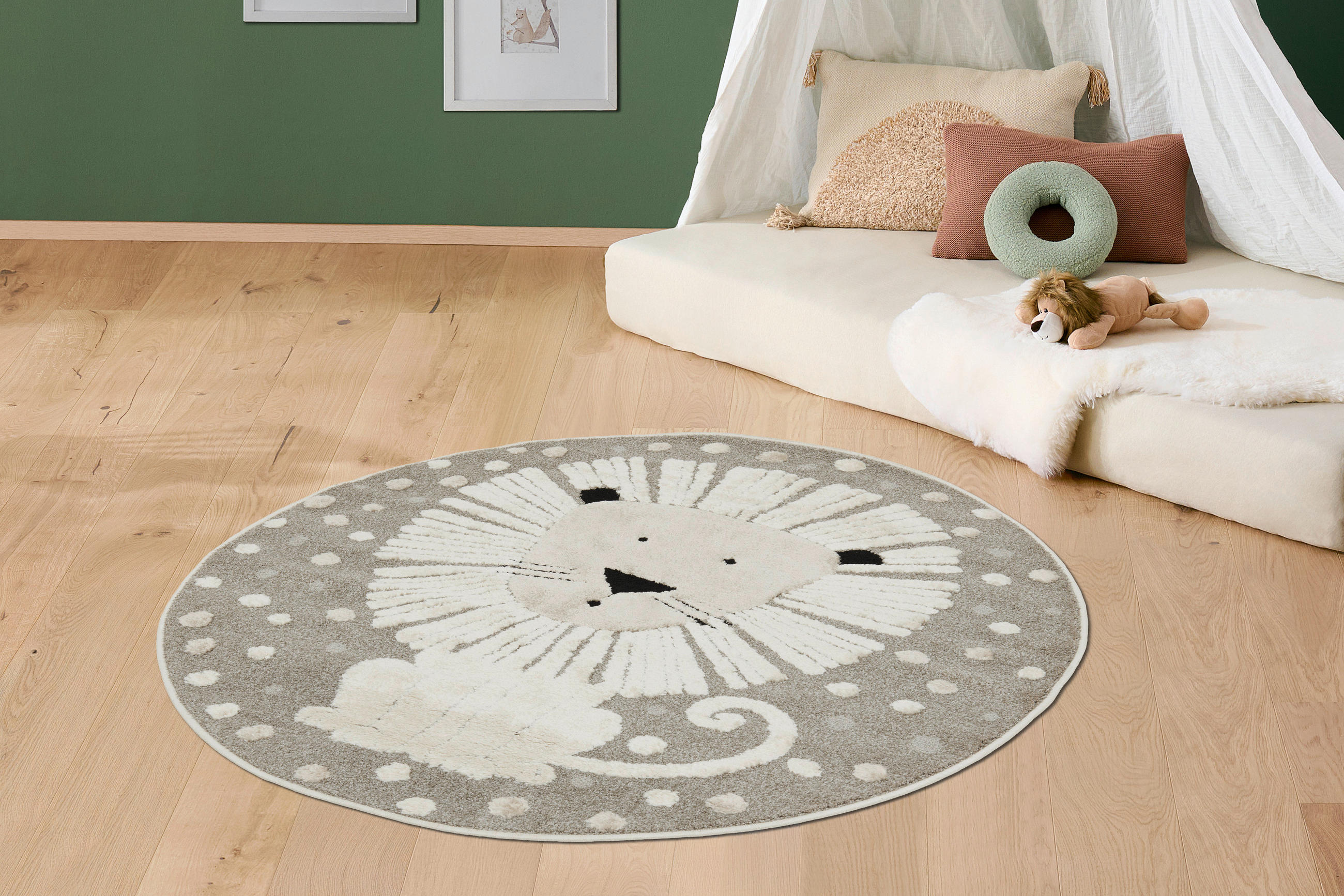 KINDERTEPPICH 120 cm LÖWE  - Grau, Trend, Textil (120cm) - Ben'n'jen