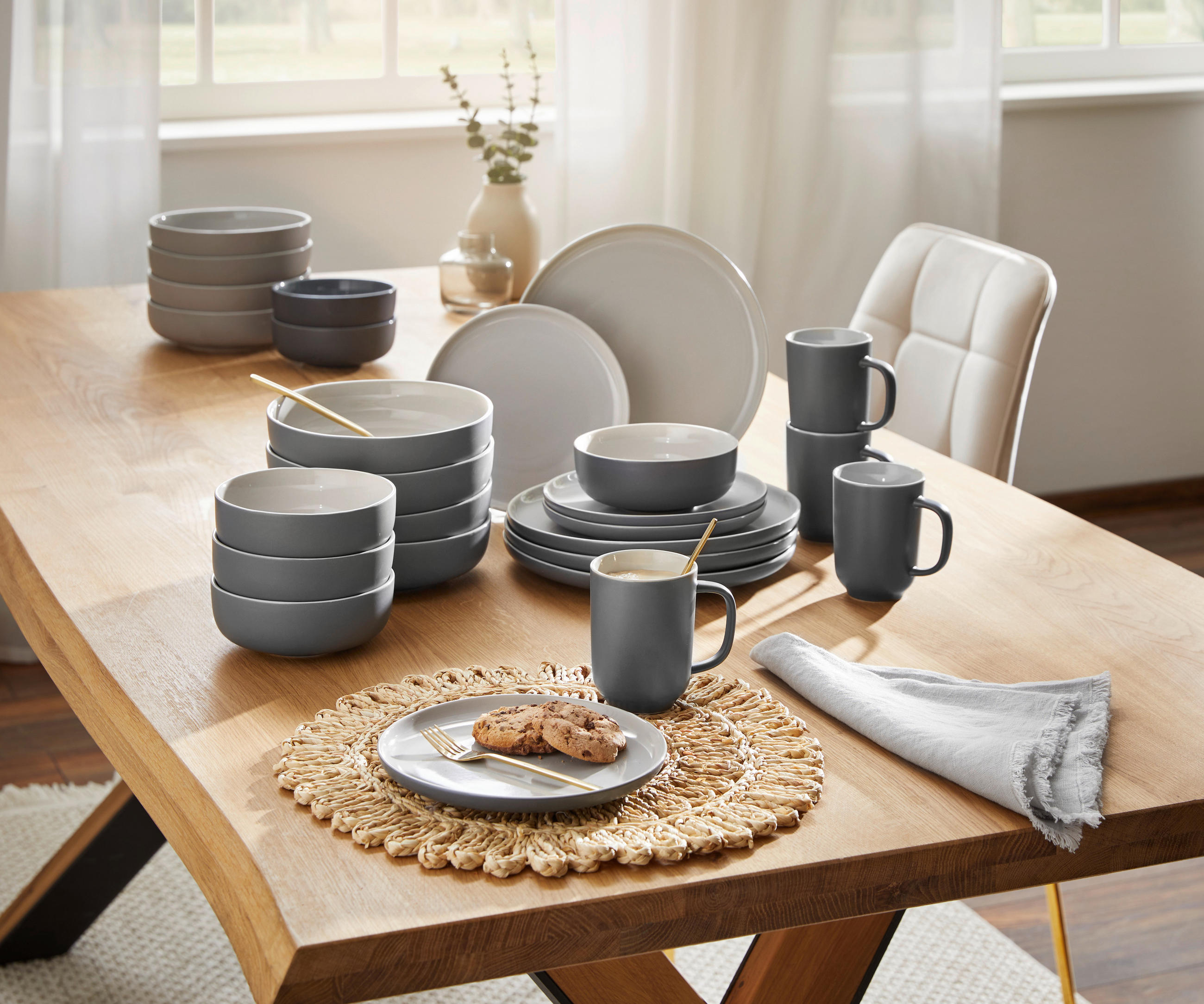 KOMBISERVICE Grau 20-teilig Jasper  - Grau, Basics, Keramik - Ritzenhoff Breker