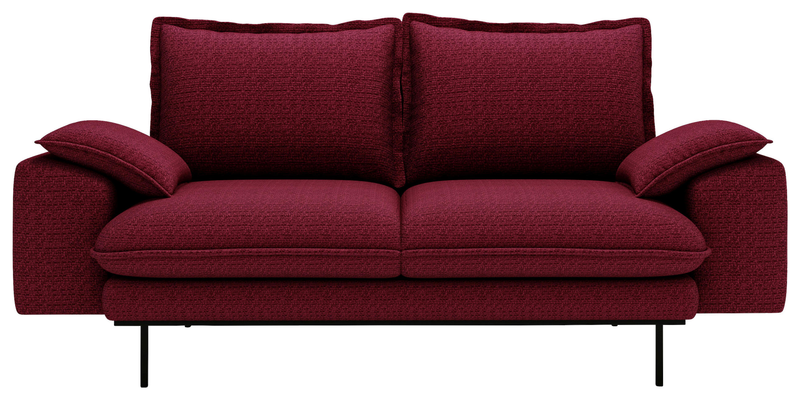 2-SITZER-SOFA Struktur Bordeaux  - Bordeaux/Schwarz, Design, Textil/Metall (195/92/97cm) - Livetastic