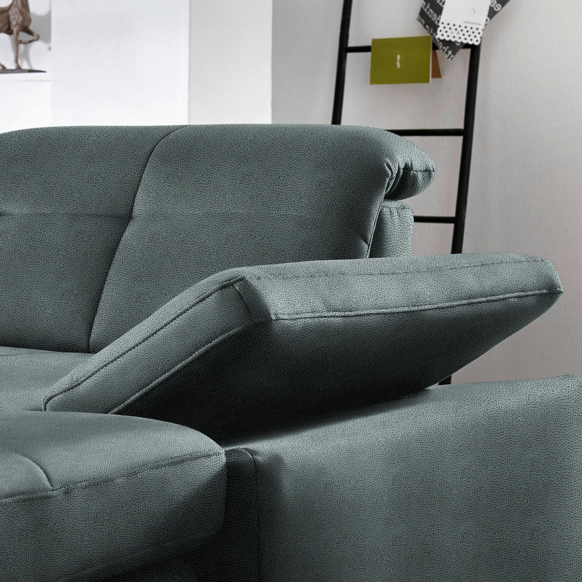 ECKSOFA  in Flachgewebe Blaugrau  195/309 cm  - Chromfarben/Blaugrau, Design, Textil (195/309cm) - Beldomo Style