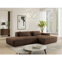 ECKSOFA Cord Braun  - Schwarz/Braun, Konventionell, Holzwerkstoff/Kunststoff (294/165cm) - Livetastic