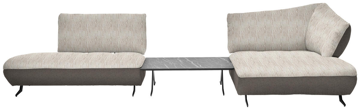ECKSOFA in Webstoff, Struktur Sandfarben, Beige  - Sandfarben/Anthrazit, Design, Textil/Metall (265/172cm) - Joop!