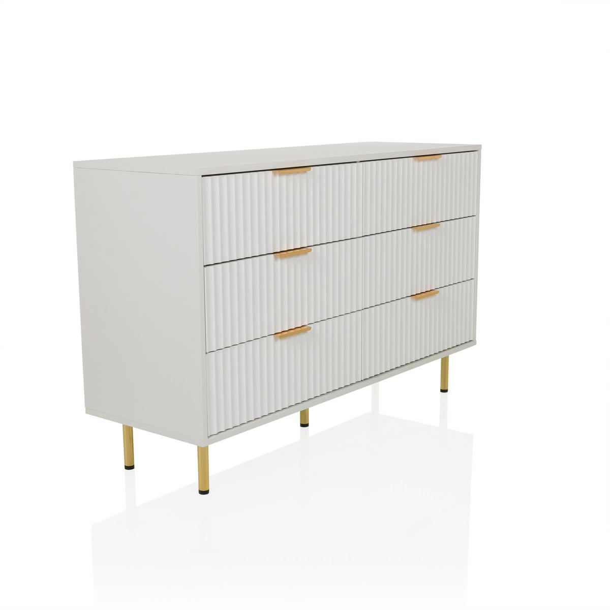 SIDEBOARD  120/75/40 cm 6 Schublade(n)  - Goldfarben/Weiß, MODERN, Holzwerkstoff/Metall (120/75/40cm) - MID.YOU
