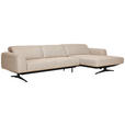 ECKSOFA in Struktur Sandfarben  - Sandfarben/Eichefarben, Design, Holz/Textil (305/163cm) - Novel