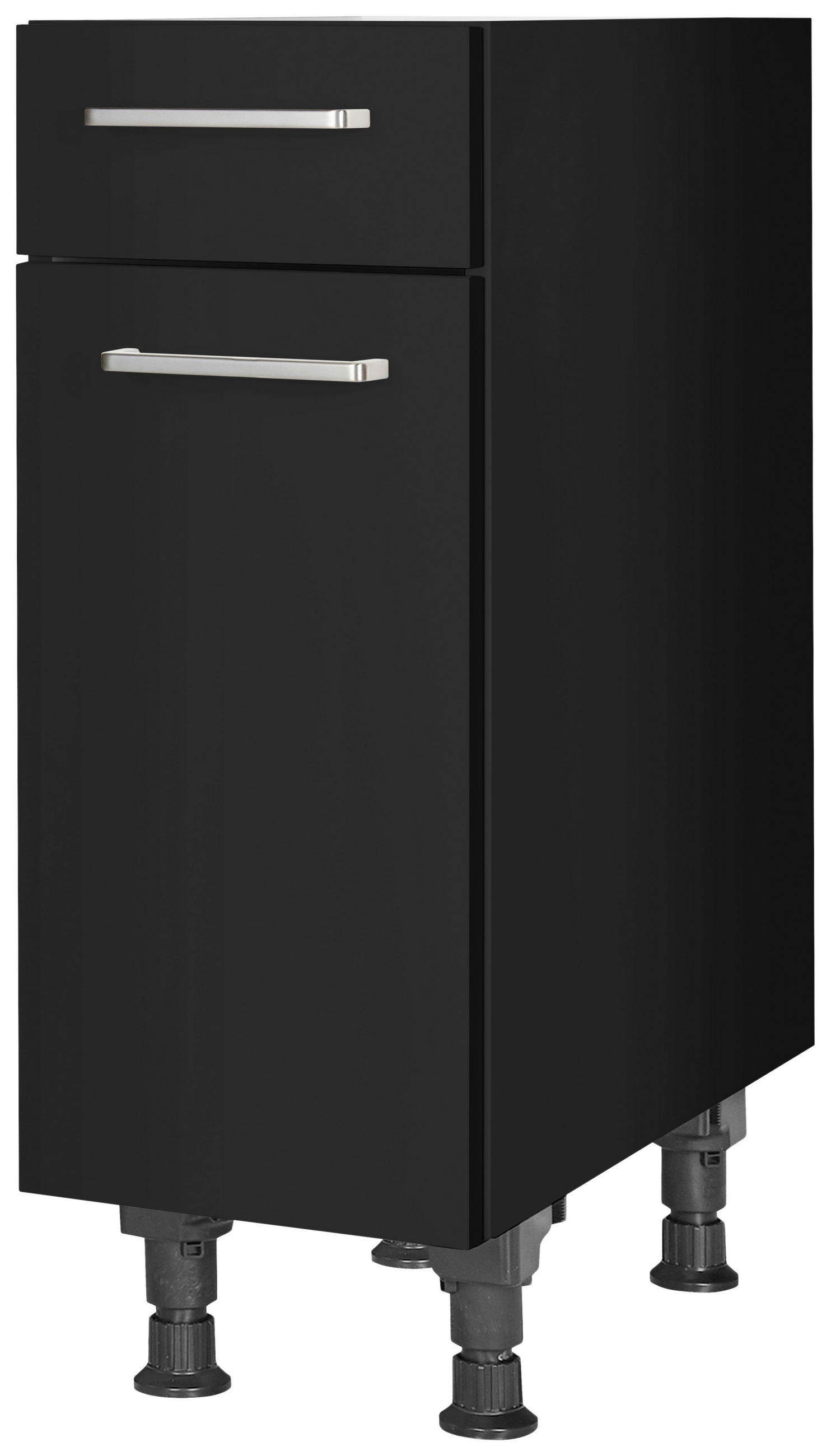 SCHUBKASTENUNTERSCHRANK 30/87/56 cm  in Schwarz  - Edelstahlfarben/Schwarz, MODERN, Holzwerkstoff/Metall (30/87/56cm) - Nobilia