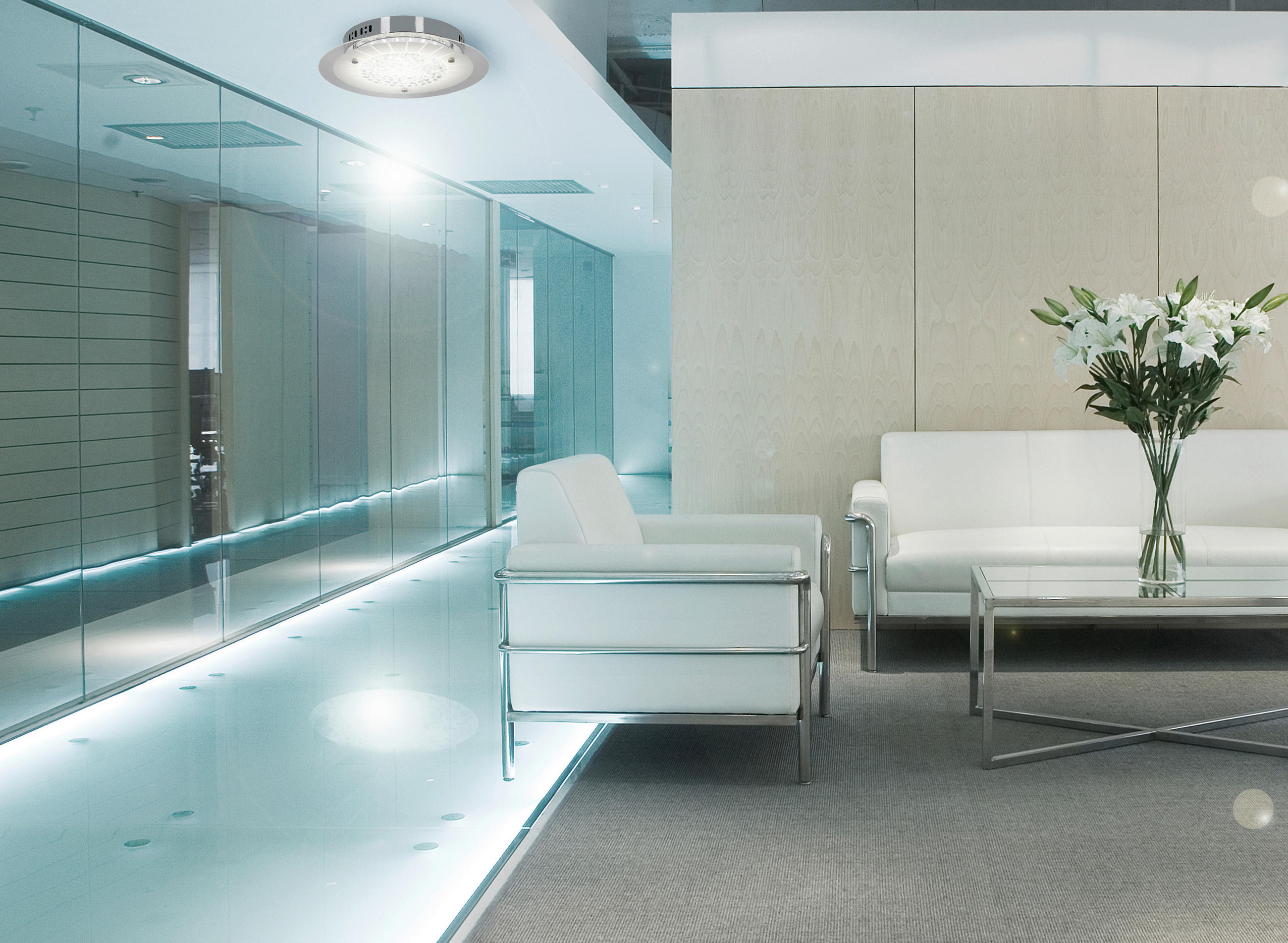 LED-DECKENLEUCHTE Chur 28/7 cm   - Chromfarben, Design, Glas/Kunststoff (28/7cm) - Näve