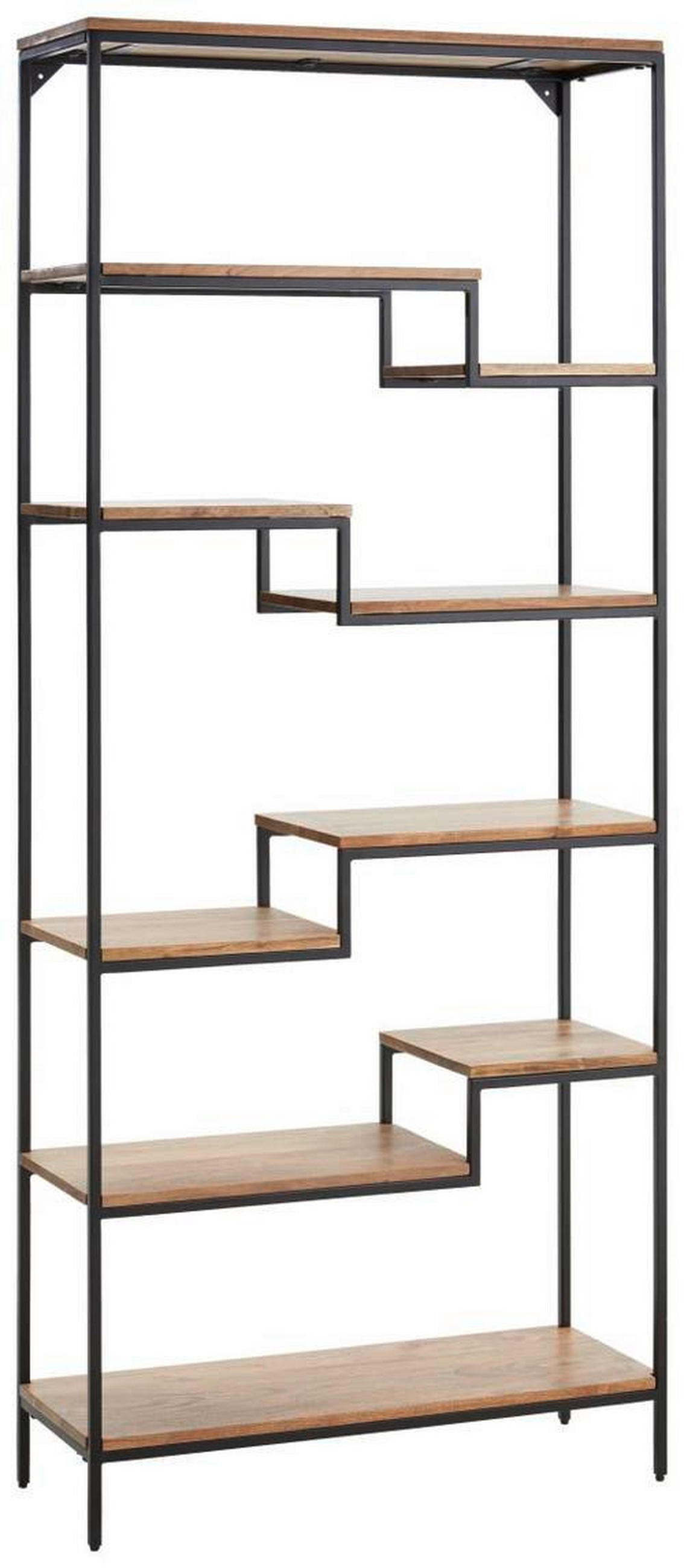 REGAL Akazie massiv Schwarz, Akaziefarben  - Schwarz/Akaziefarben, LIFESTYLE, Holz/Metall (80/190/30cm) - Landscape