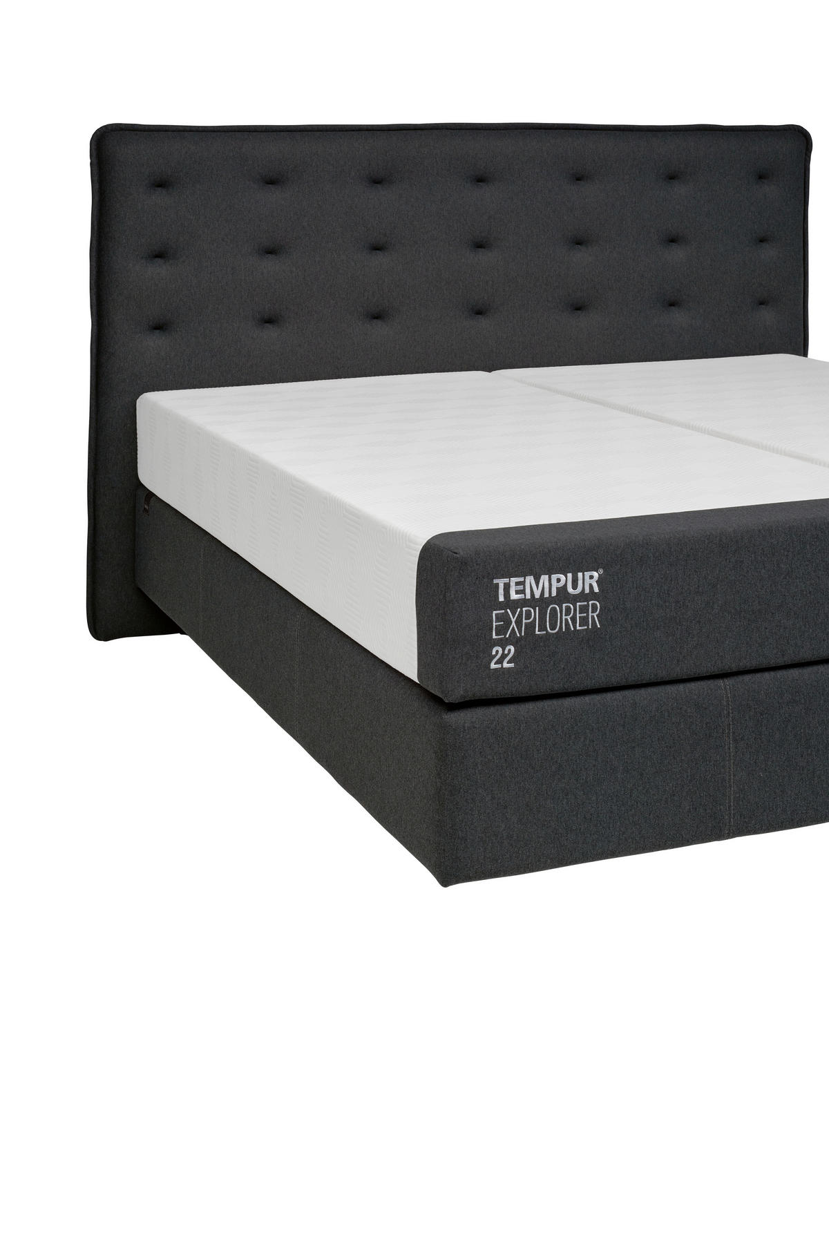 BOXSPRINGBETT 180/200 cm,  in Anthrazit, Matratze, funktional  - Anthrazit/Schwarz, Design, Holz/Textil (180/200cm) - Tempur