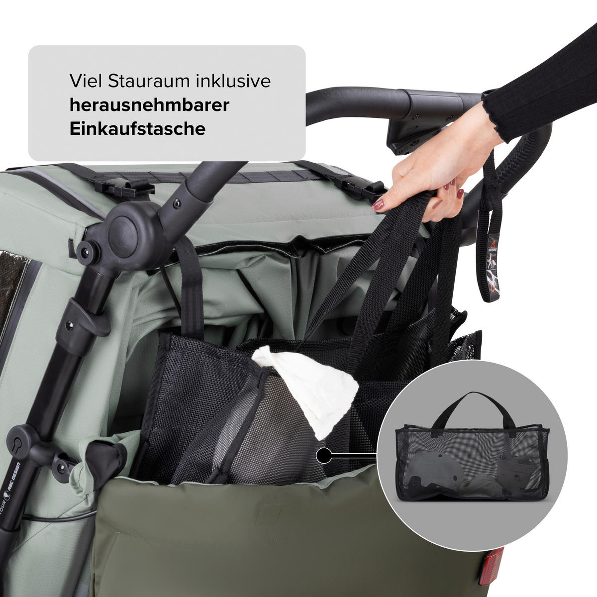 FAHRRADANHÄNGER - Olivgrün, Basics, Textil (109/80.5/111cm) - ABC Design