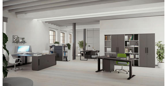 SCHREIBTISCH höhenverstellbar - Schwarz/Graphitfarben, MODERN, Holzwerkstoff/Metall (160/80/70-80cm) - Novel