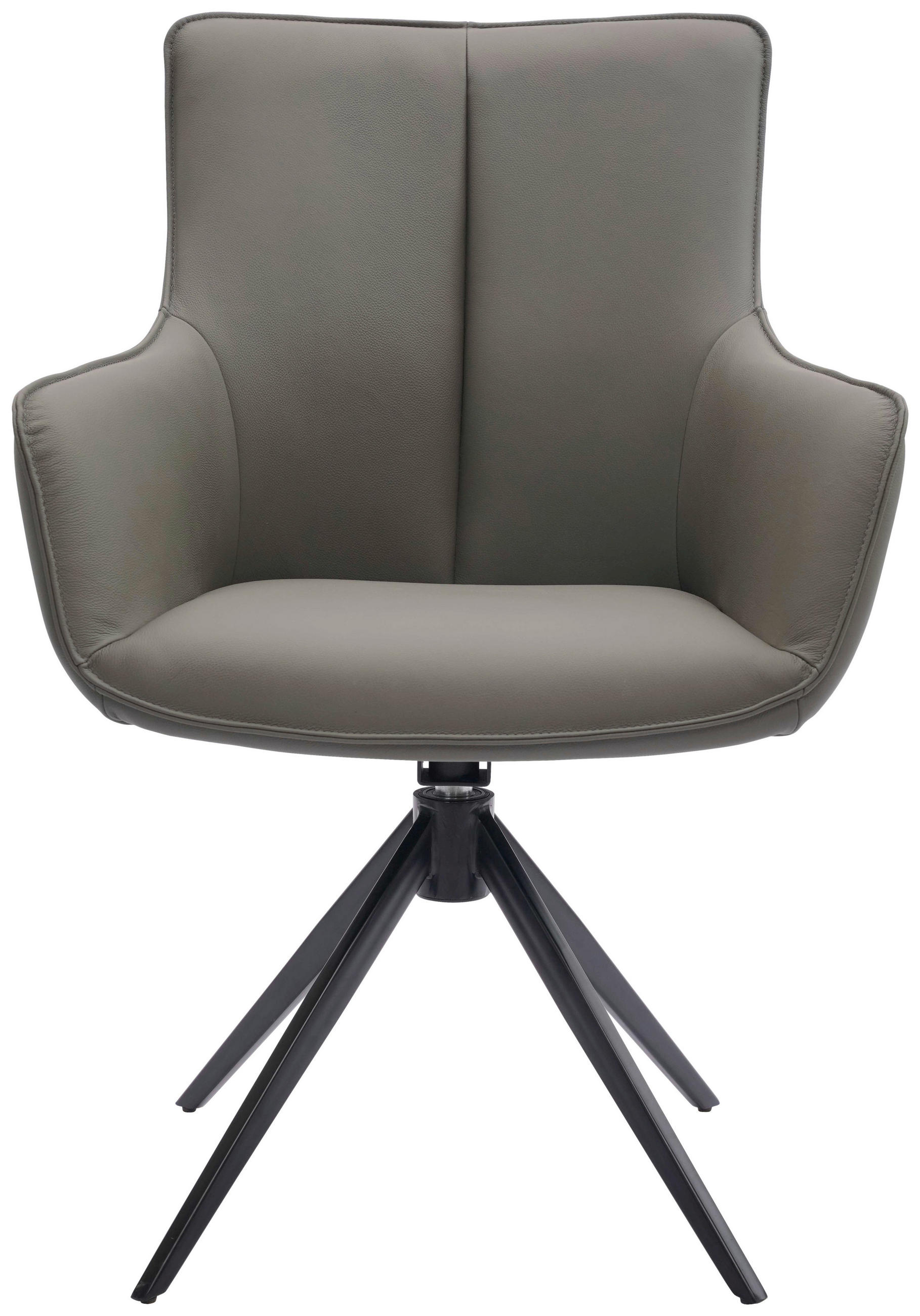 STOL MED ARMSTÖD i järn äkta läder pigmenterad - grå/svart, Design, metall/läder (64/87/60cm) - Novel
