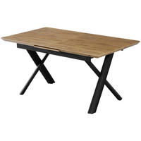 ESSTISCH 200/90/76 cm Nachbildung  Metall, Holzwerkstoff ausziehbar rechteckig Schwarz, Eichefarben  - Eichefarben/Schwarz, MODERN, Holzwerkstoff/Metall (200/90/76cm) - Livetastic
