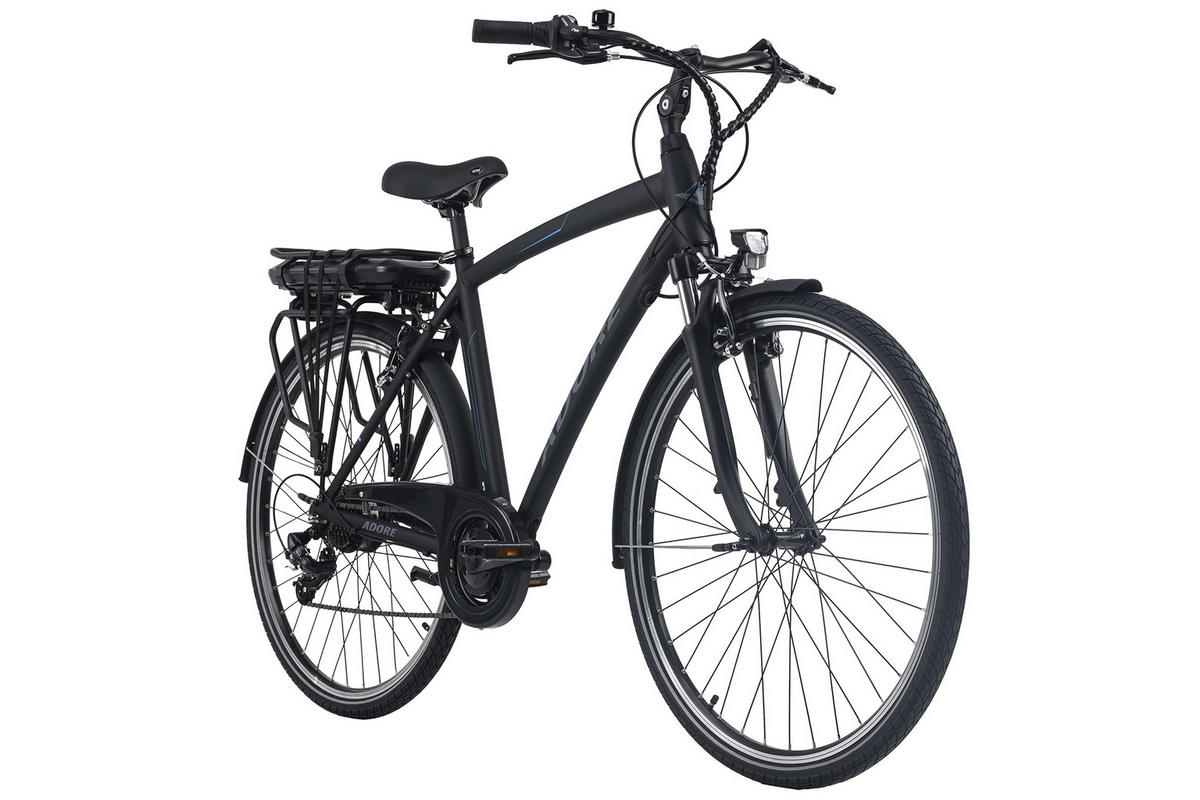 ELEKTROFAHRRAD ALU-CITY HERREN ADORE 113E 28 Zoll  - Schwarz, MODERN, Metall