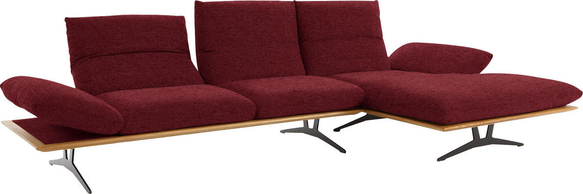 ECKSOFA in Flachgewebe Rot  - Rot/Schwarz, Design, Holz/Textil (314/159cm) - Dieter Knoll