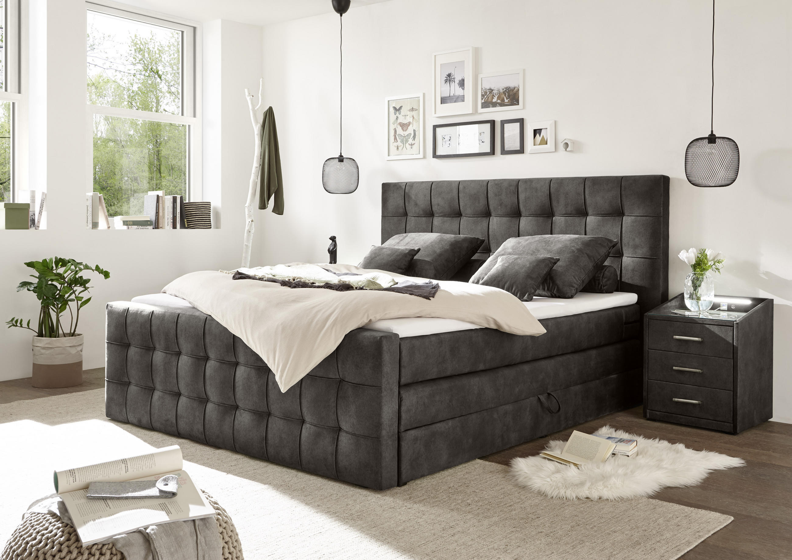 KONTINENTALSÄNG 180/200 cm i mörkbrun - mörkbrun, Basics, träbaserade material/textil (180/200cm) - MID.YOU