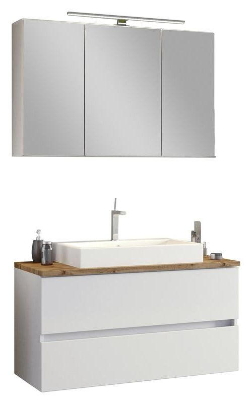 Badmöbel-set 3-tlg. Inkl. Led Pienza B: 100 Cm, Weiß