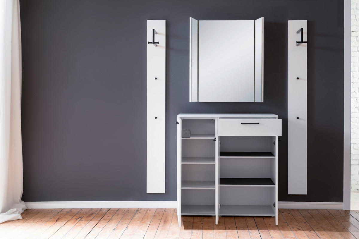 GARDEROBE 4-teilig  in 160/200/38 cm  - Weiß, KONVENTIONELL, Holzwerkstoff (160/200/38cm) - Moderano