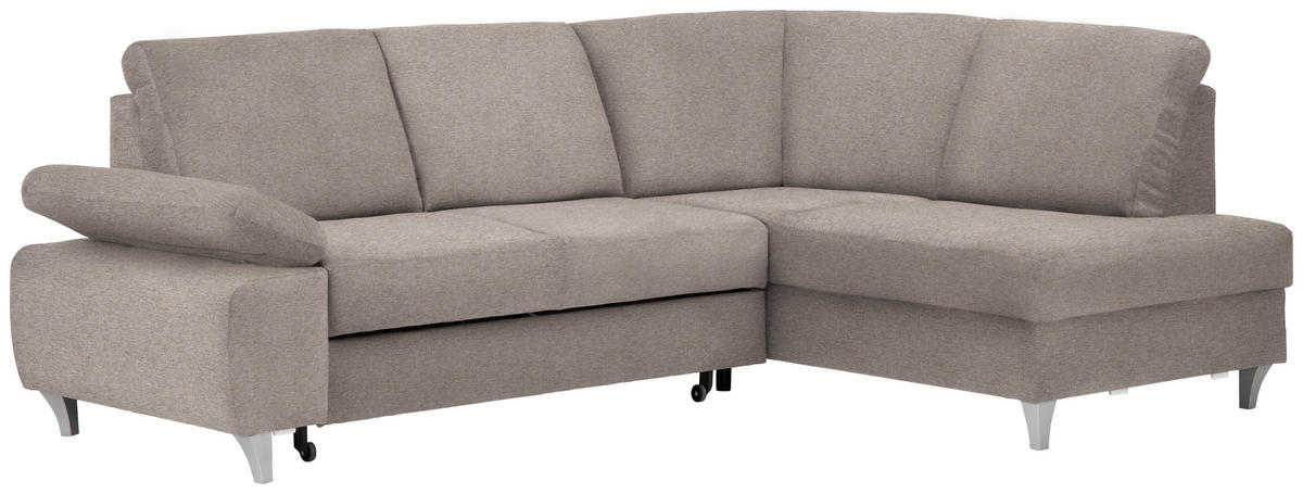 ECKSOFA in Flachgewebe Rosa  - Silberfarben/Rosa, Konventionell, Holz/Textil (255/186cm) - Cantus